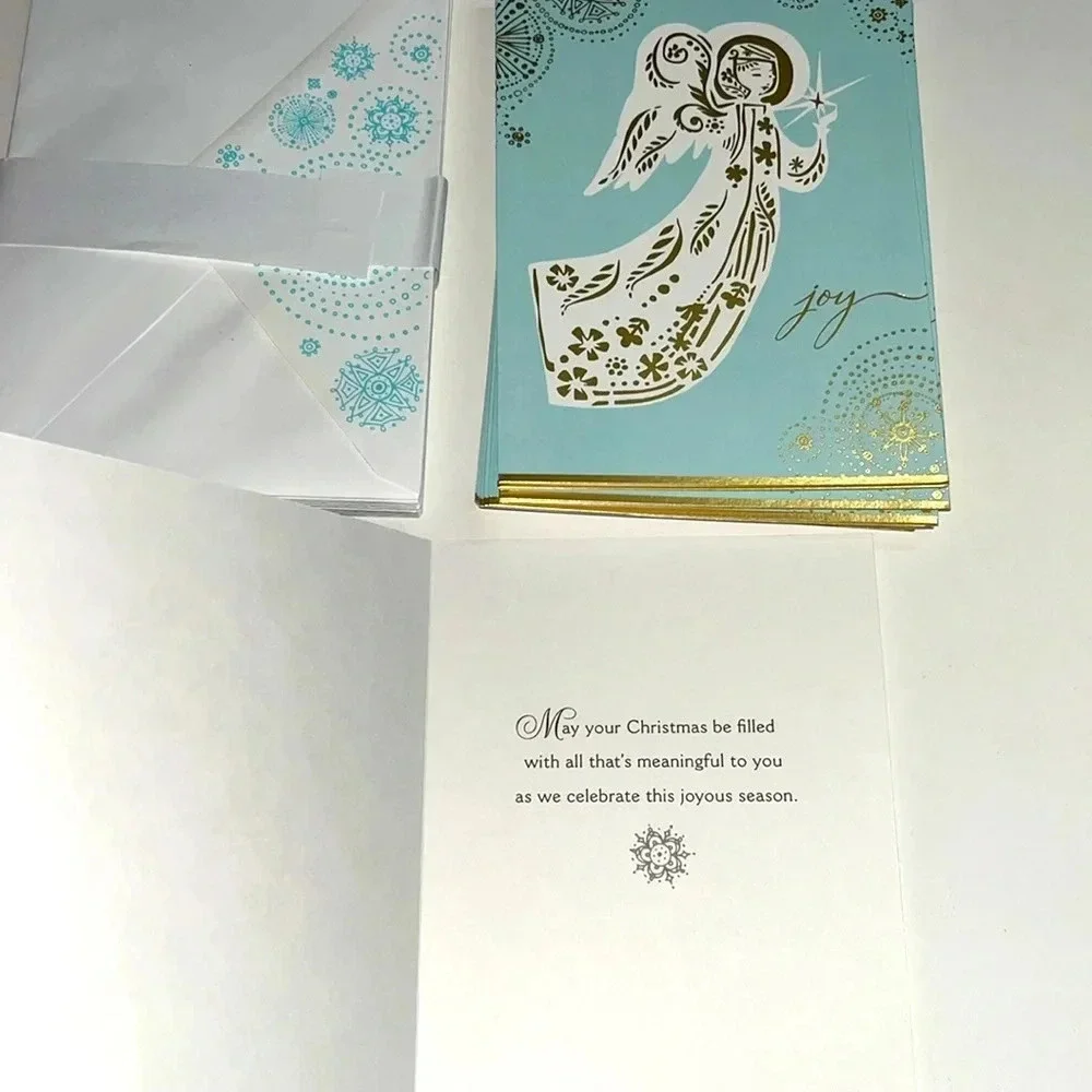 39 Hallmark Christmas cards 2 designs joy angel dove peace 39 envelopes stickers